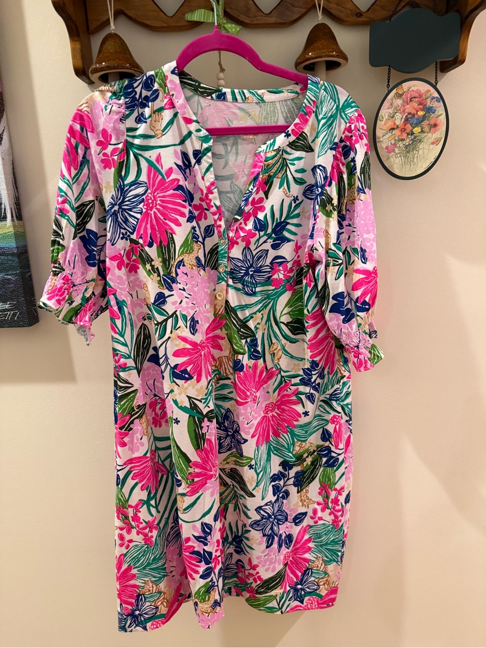 Lilly Pulitzer Pink, Green & Blue Floral Mini Dress NWT L